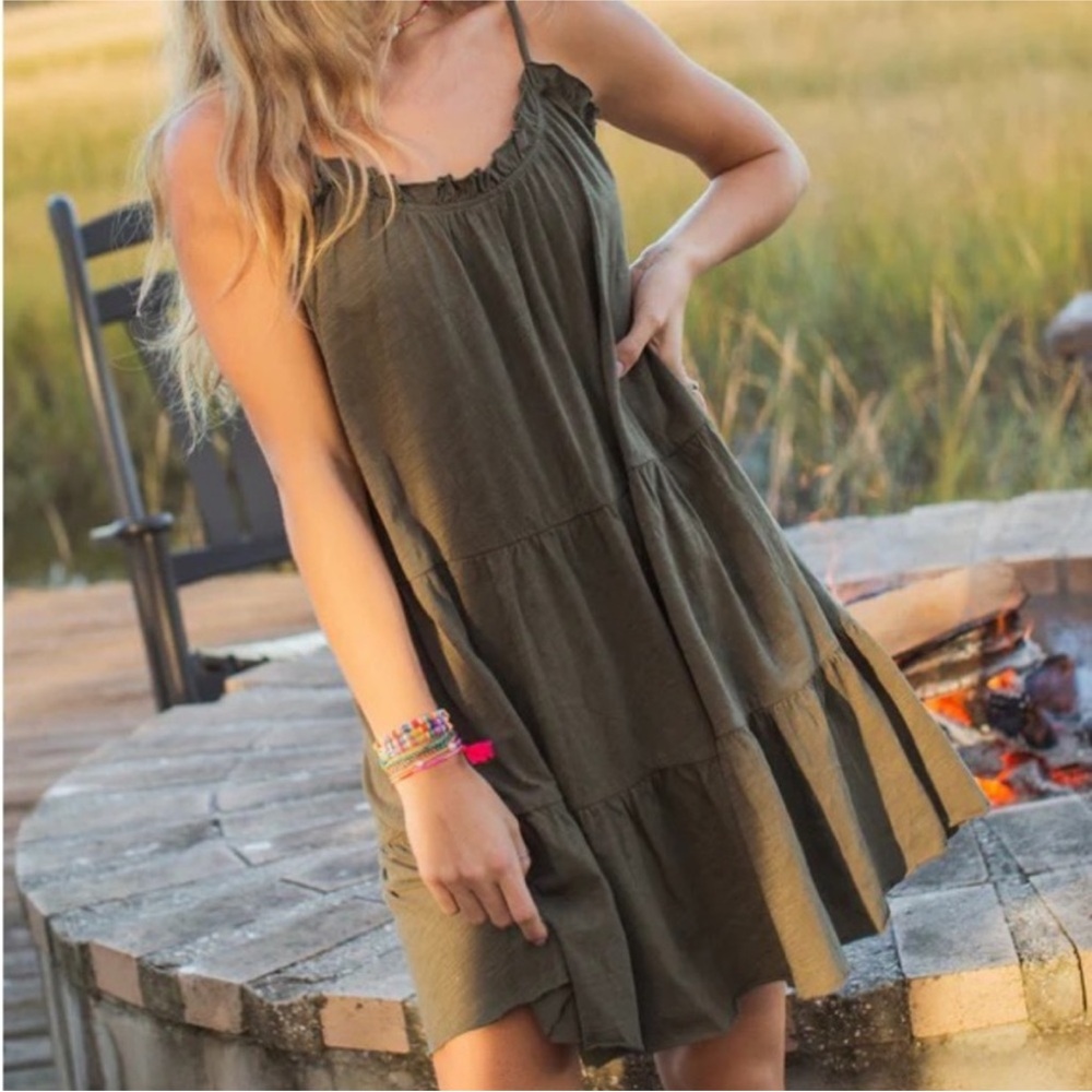 Natural Life olive green dress / beach coverup / sundress